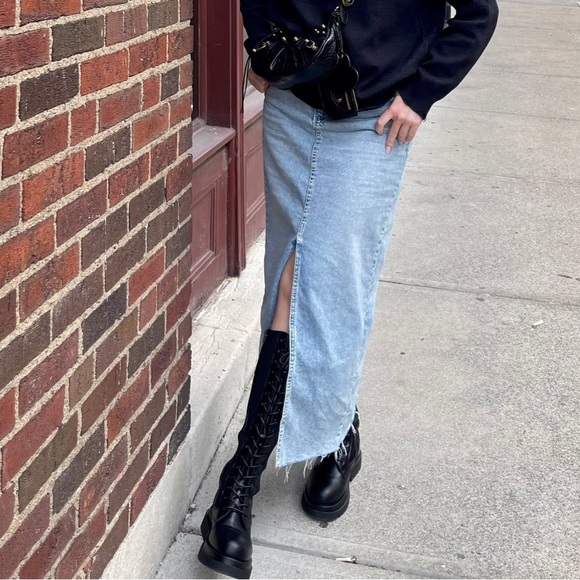 Black Pu Contrast Knitted Lace Up Knee Chunky Boots - Picture 3 of 11